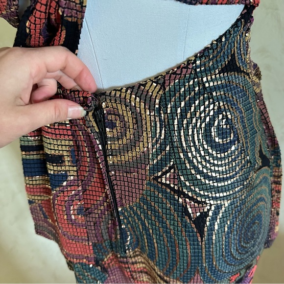 Cache Vintage XS/Small Petite 80-90s Geometric Dolman Sleeve Party Dress - Picture 4 of 16